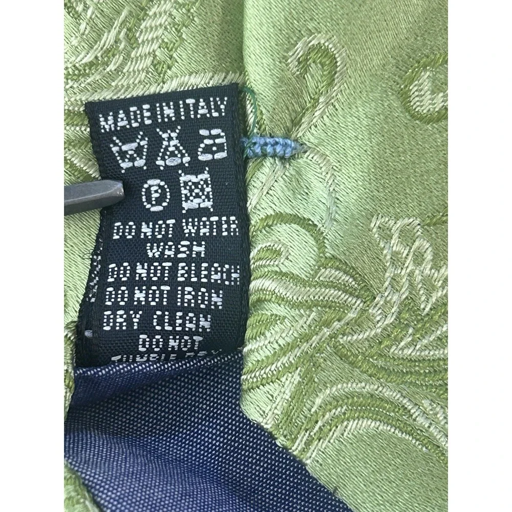 Eton Men's Silk Tie Floral Lime Green Paisley‎ Luxury Italy Preppy